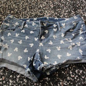 Disney Mickey Mouse Distressed Jean Shorts